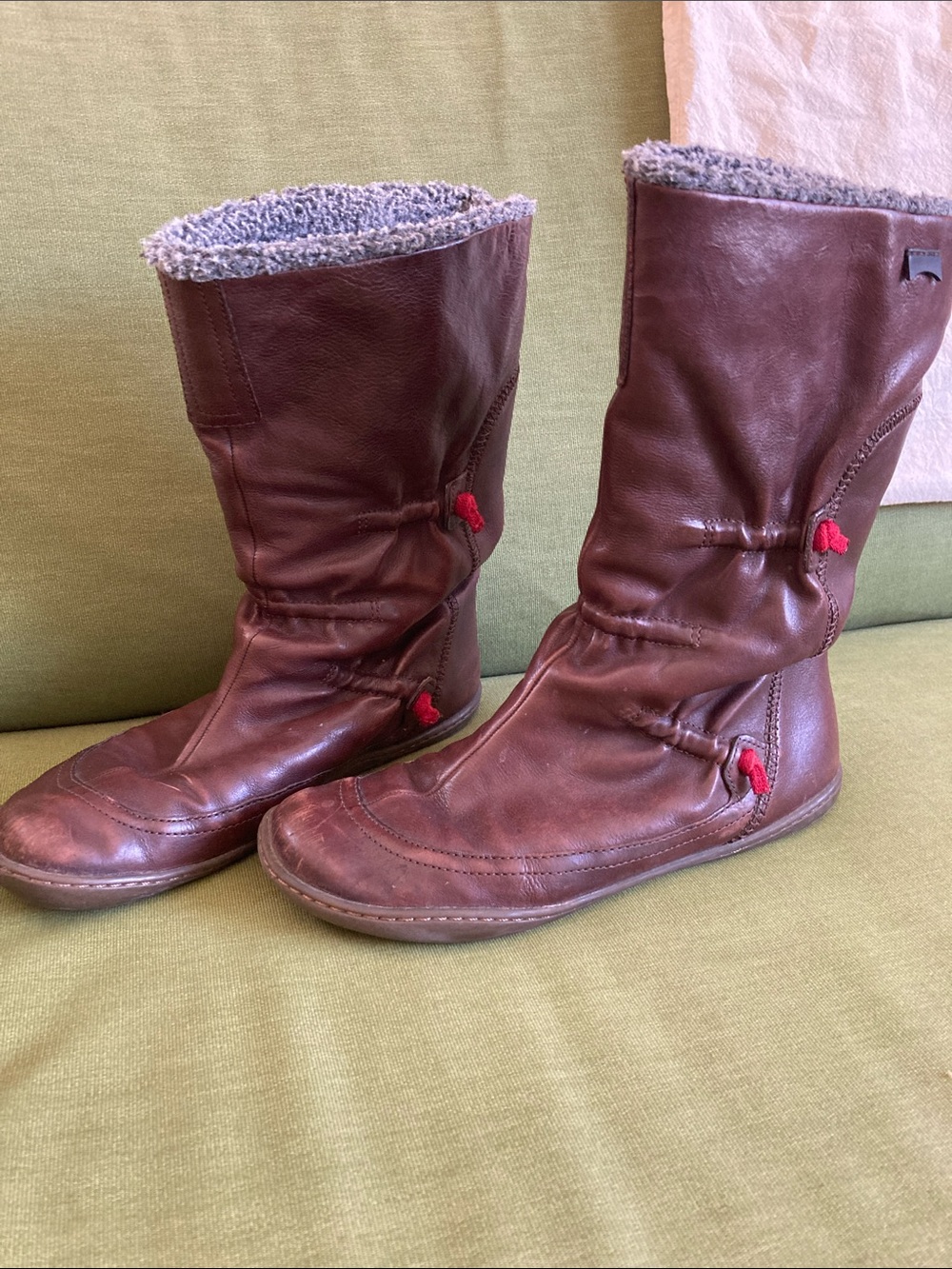 Camper Brown Leather Mid-Calf Moccasin Boots